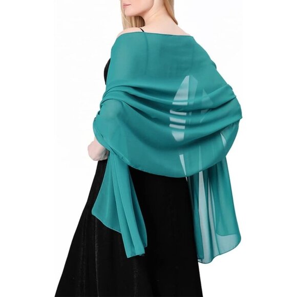 Accessories - Women Emerald Elegant Soft Sheer Chiffon Stole Bride Wedding Shawls and Wraps